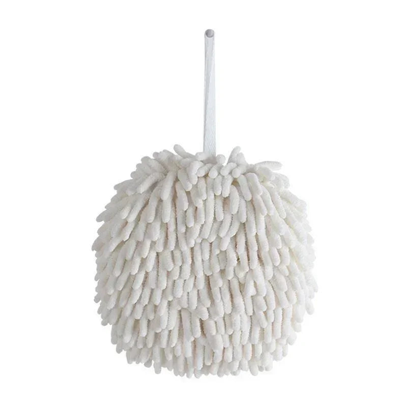 Fuzzy Ball Towel, Quick-Dry&Ultra-Soft Chenille Microfiber Hand Towels-Absorbent, Durable with Easy-Hang Loops for Kitchen&Bath