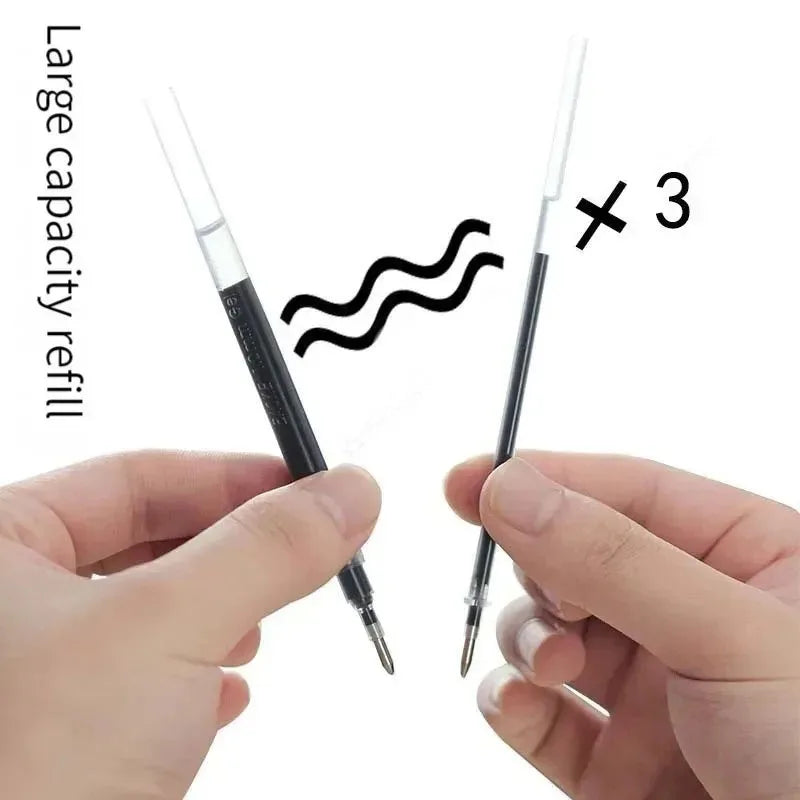 3pcs Large Capacity Gel Pen 1.0/0.7/0.5mm Signature Calligraphy Handwriting Pens Carbon Black/Blue/Red ink Office Accessories