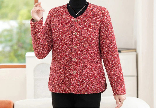 Women's Floral Thickened Autumn and Winter Cotton Coat Warm Cotton Jacket Coat Cold-proof Inner Liner Top