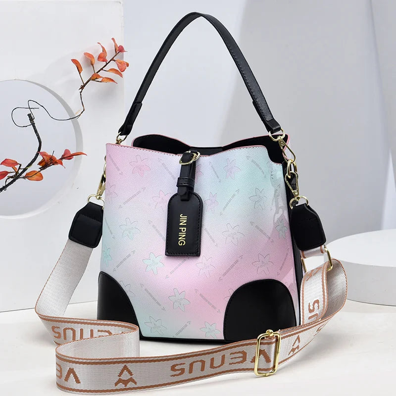New Gradient Versatile Wide Shoulder Strap Fashion Retro Simple Elegant Temperament Women's Shoulder Bags