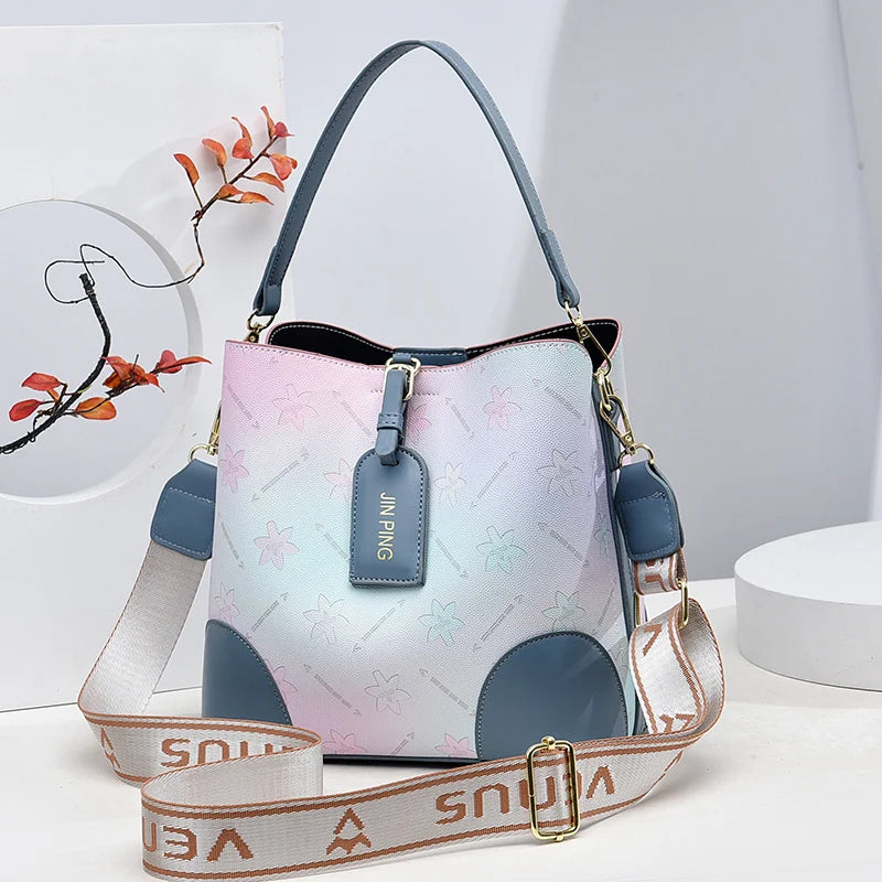 New Gradient Versatile Wide Shoulder Strap Fashion Retro Simple Elegant Temperament Women's Shoulder Bags