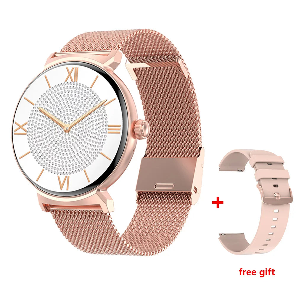 Fashion Smartwatch Women 1.45inch Screen BT Call Voice Assistant Heart Rate Blood Oxygen IP68 Waterproof DT4 New Smart Watch
