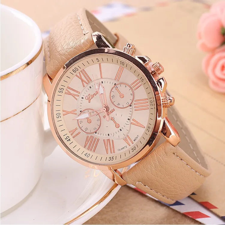 Geneva Watches Women Fashion Watches Leather Quartz Watch Women Ladies Fashion Bracelet Wristwatches relogio feminino masculino