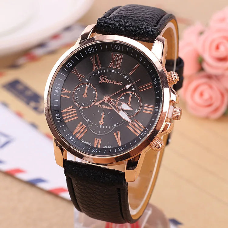 Geneva Watches Women Fashion Watches Leather Quartz Watch Women Ladies Fashion Bracelet Wristwatches relogio feminino masculino