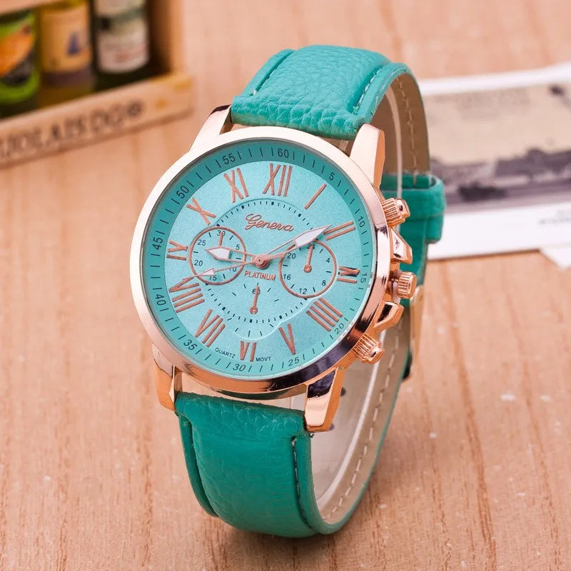 Geneva Watches Women Fashion Watches Leather Quartz Watch Women Ladies Fashion Bracelet Wristwatches relogio feminino masculino