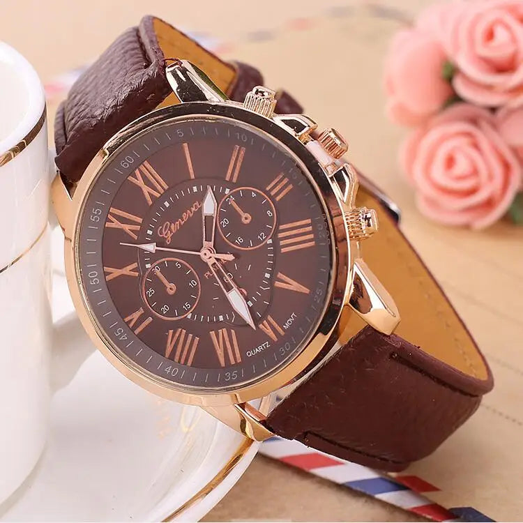 Geneva Watches Women Fashion Watches Leather Quartz Watch Women Ladies Fashion Bracelet Wristwatches relogio feminino masculino