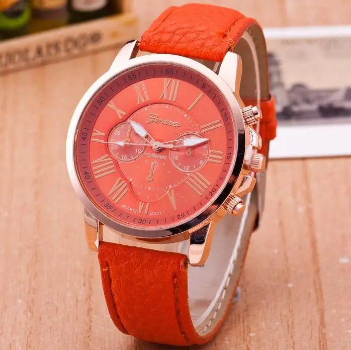 Geneva Watches Women Fashion Watches Leather Quartz Watch Women Ladies Fashion Bracelet Wristwatches relogio feminino masculino