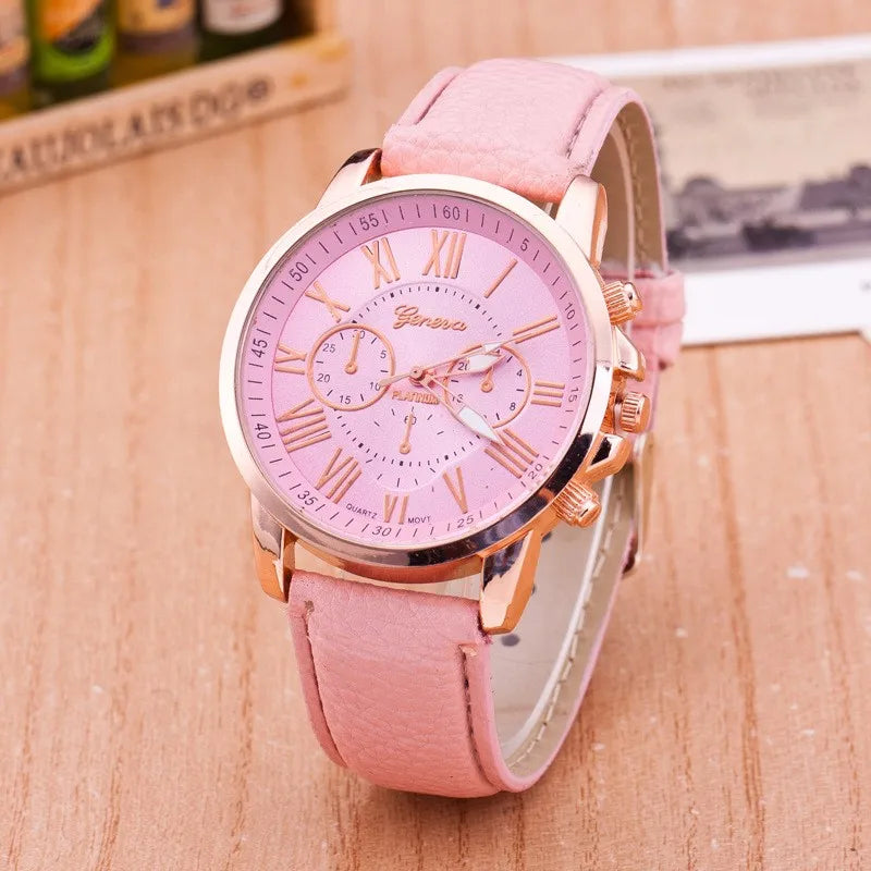 Geneva Watches Women Fashion Watches Leather Quartz Watch Women Ladies Fashion Bracelet Wristwatches relogio feminino masculino