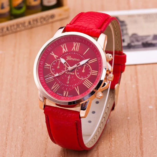 Geneva Watches Women Fashion Watches Leather Quartz Watch Women Ladies Fashion Bracelet Wristwatches relogio feminino masculino