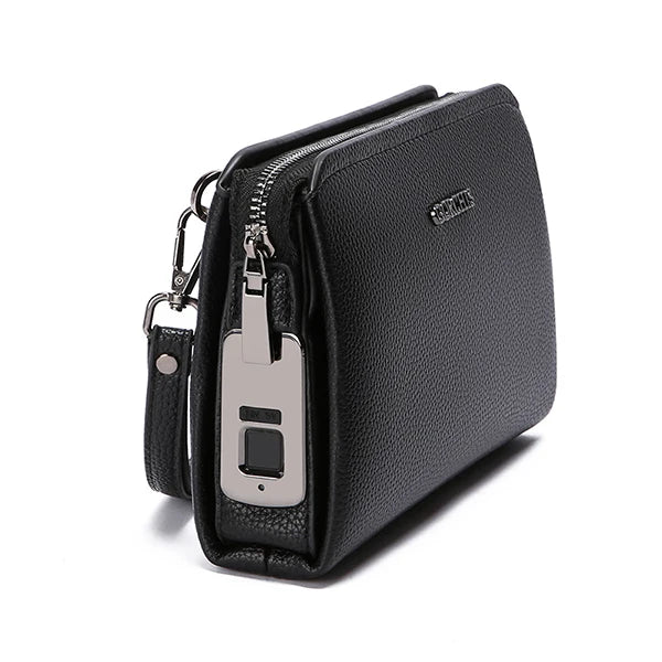Fingerprint Lock Men's Handbag PU Leather Large Capacity Business Handbag Casual Multi Pocket High-quality Men's Handbag