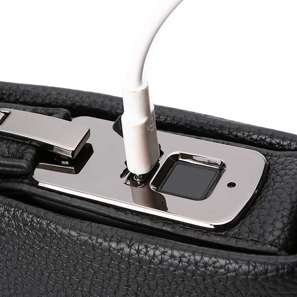 Fingerprint Lock Men's Handbag PU Leather Large Capacity Business Handbag Casual Multi Pocket High-quality Men's Handbag