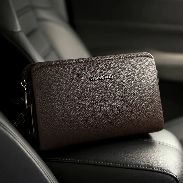 Fingerprint Lock Men's Handbag PU Leather Large Capacity Business Handbag Casual Multi Pocket High-quality Men's Handbag