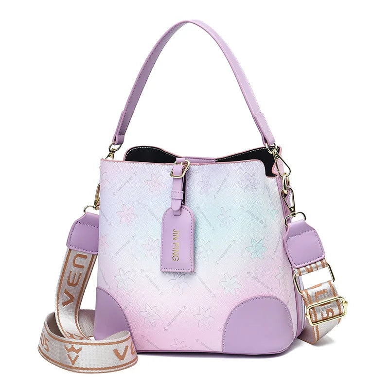 New Gradient Versatile Wide Shoulder Strap Fashion Retro Simple Elegant Temperament Women's Shoulder Bags