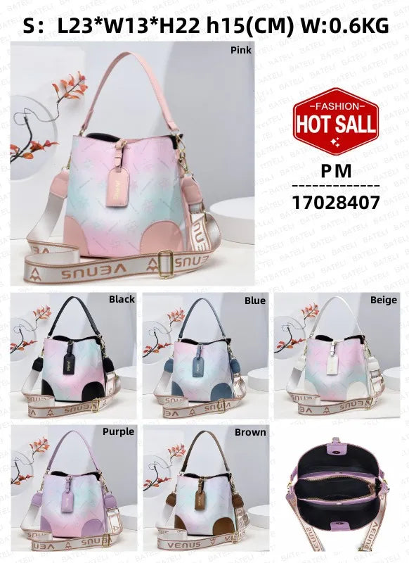 New Gradient Versatile Wide Shoulder Strap Fashion Retro Simple Elegant Temperament Women's Shoulder Bags