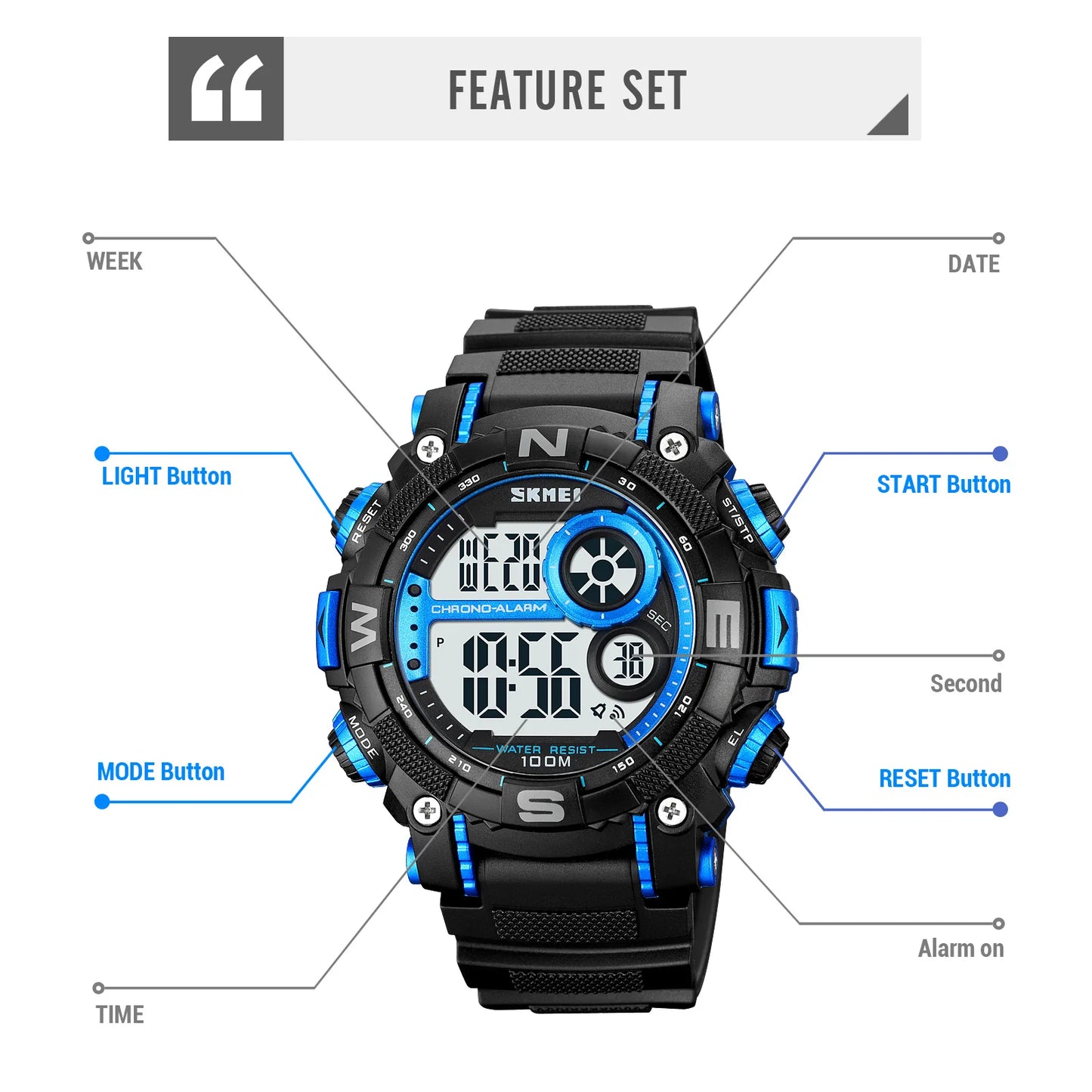 SKMEI 1887 Hot Sale Luxury Fashion Sports Men's Quartz Watch  Multi Functional Student Electronic Watch  Relojes Masculinos