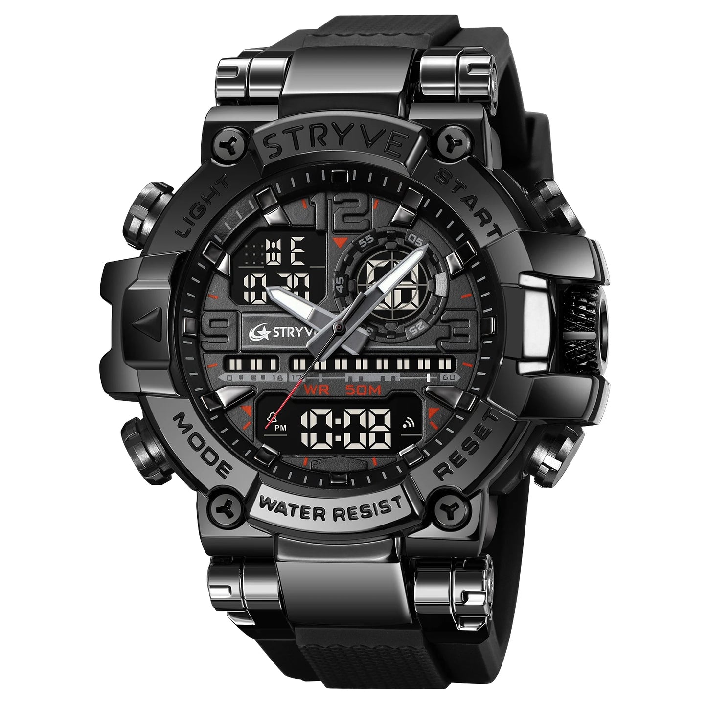 STRYVE Top Brand Men's Digital Watch Casual Sport Watch Luminous Waterproof and Other Multifunctional Student Watches
