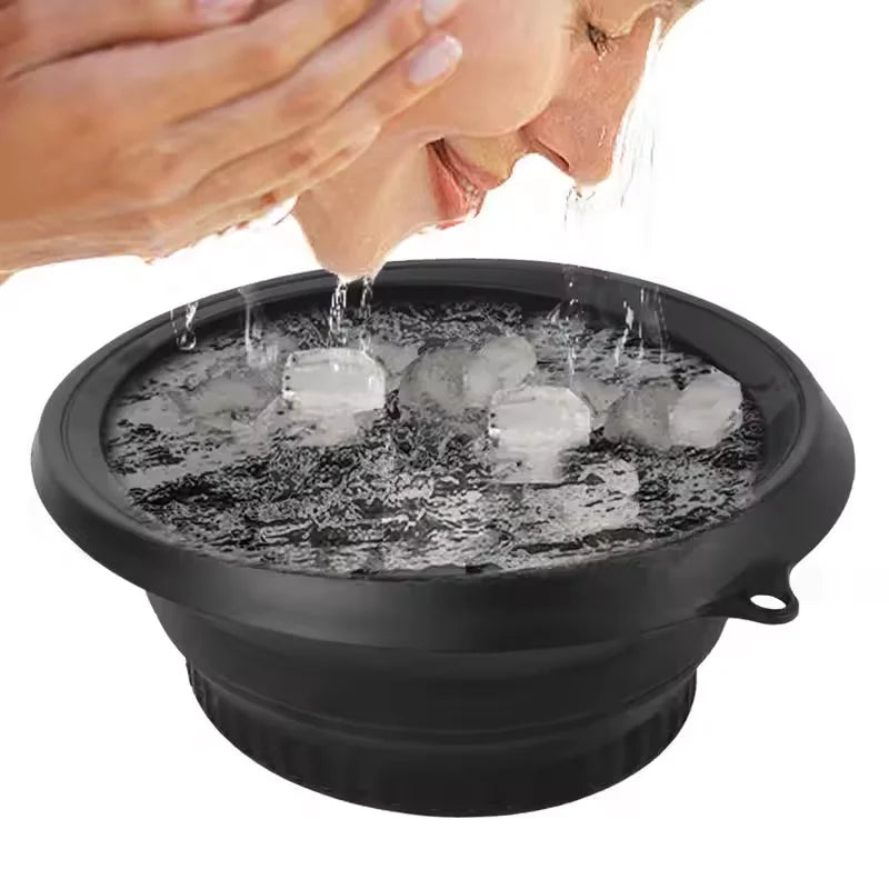 Portable Foldable Face Ice Bath Bowl for Facials Plunge Dipping Face Skincare Cold Compress Ice Therapy Wash Basin with Ice Tray