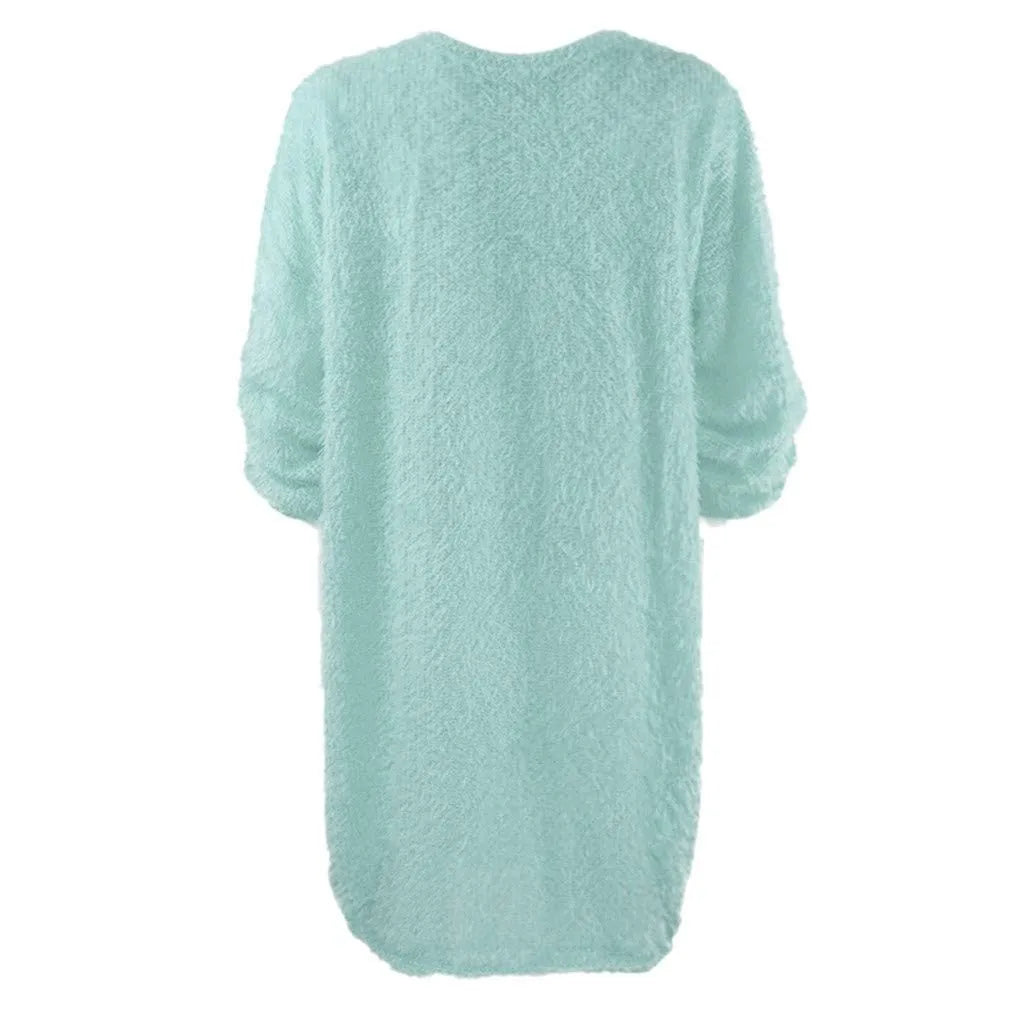 Women Winter Sweater Knit Crewneck Warm Long Sleeve O-Neck Casual Sweatshirts Dress Solid Color Oversized Basic Ladies Cloth