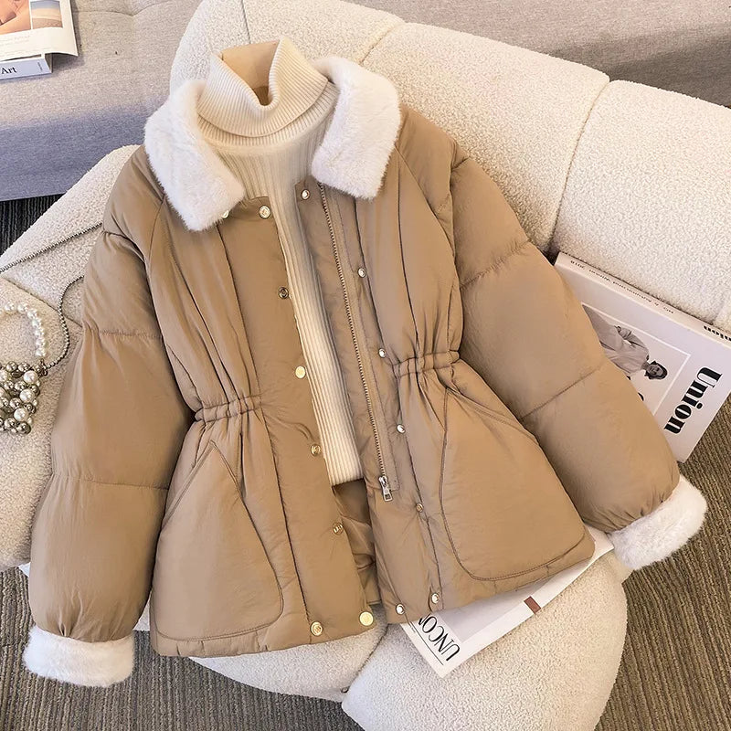 New Winter Down Cotton-padded Clothes for Women, Small Cotton-padded Clothes, Waist Cotton-padded Jackets, Thickened Coats