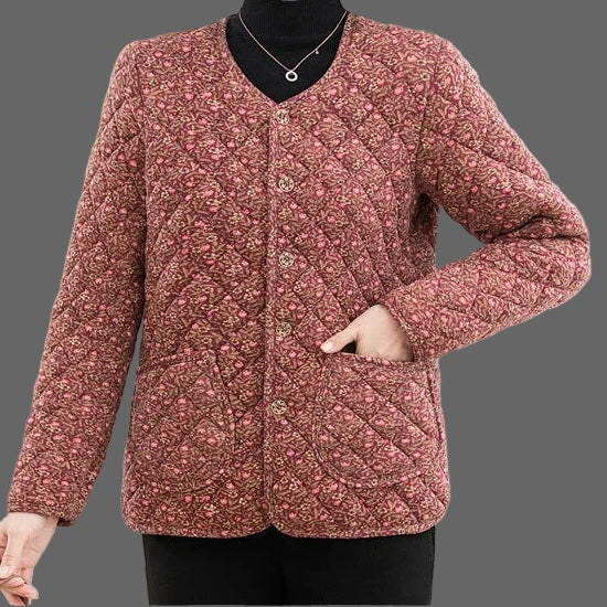 Women's Floral Thickened Autumn and Winter Cotton Coat Warm Cotton Jacket Coat Cold-proof Inner Liner Top