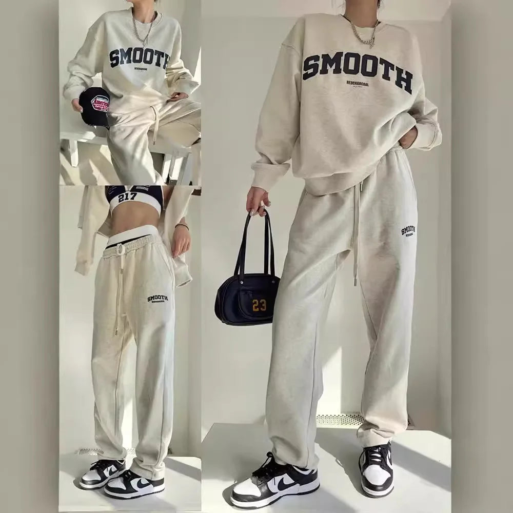 Fall Athletic Student Tracksuits Sports Two Piece Sets Women Loose Versatile Sweatshirt Sweatpants Suits Casual Women Clothing