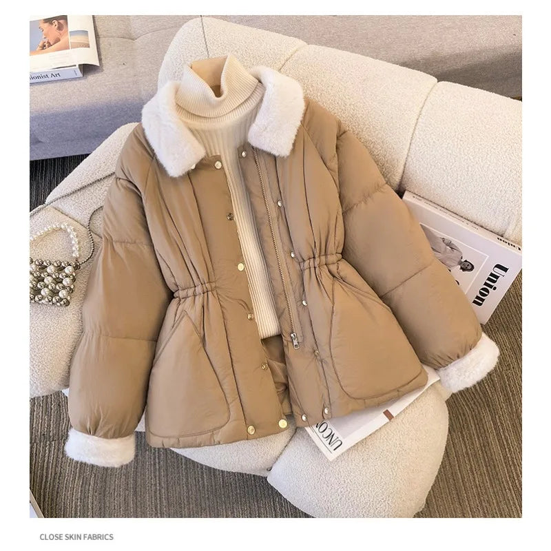 New Winter Down Cotton-padded Clothes for Women, Small Cotton-padded Clothes, Waist Cotton-padded Jackets, Thickened Coats