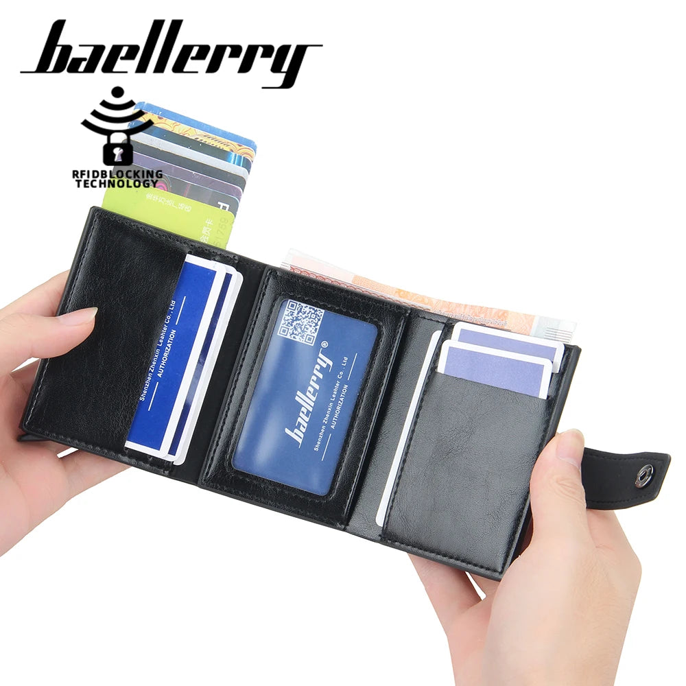 New RFID Men Card Wallets Hasp Small Card Wallets Slim Mini Men's Wallet High Qaulity Card Clip Photo Holder Short Male Purses