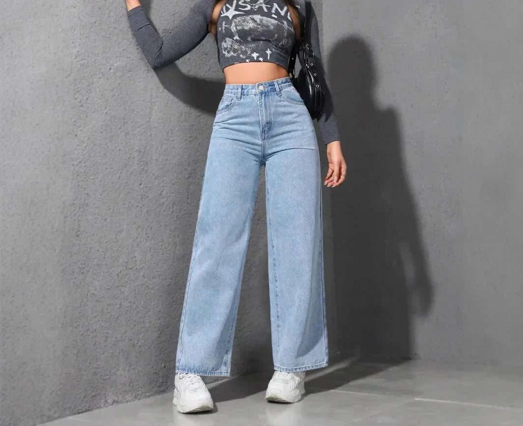 Jeans Women Denim Pant Wide Leg Pants Denims High Waist Washed Distressed Basics Straight Trousers 2026 Streetwear Floor Length