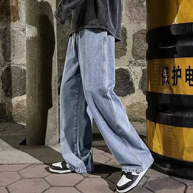 Men's Jeans American Loose Wide-leg Loose Straight Casual Trousers Street Hip-hop Baggy Jeans Black Grey Blue Streetwear Men