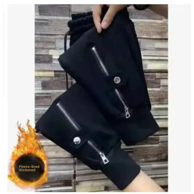 Thickened Fleece Harlan Pants Women's Autumn Winter New Style Loose Slimming Casual Sports Sweatpants Trendy Floor-Length