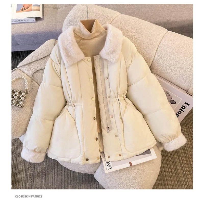 New Winter Down Cotton-padded Clothes for Women, Small Cotton-padded Clothes, Waist Cotton-padded Jackets, Thickened Coats