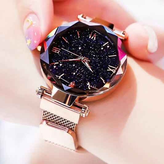 2026 New Fashion Starry Sky Women Watches Magnet Buckle Mesh Belt Diamond Quartz Watch Women Dress Clock