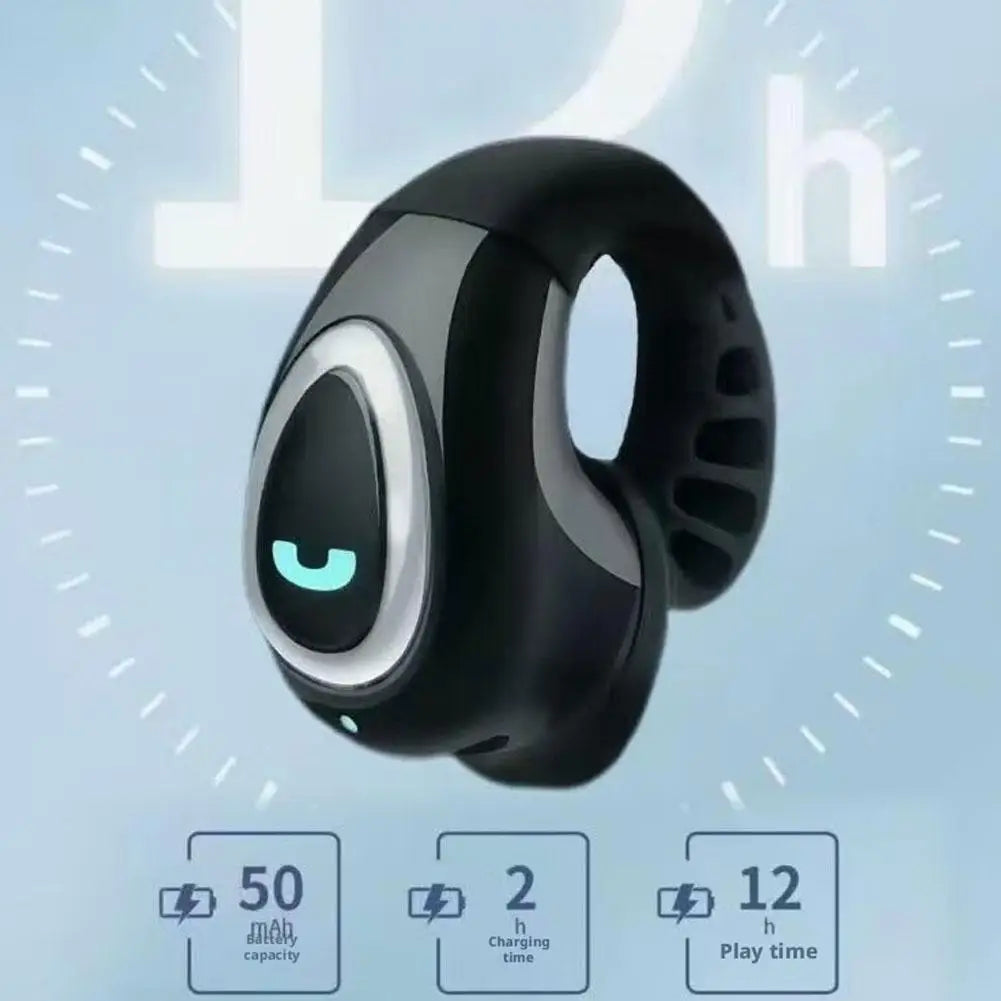 Bluetooth Wireless Ear-clip Single Headphone Open-Ear Air Conduction Earbuds Clip-On Single Headset HIFI Stereo Sound Earphone