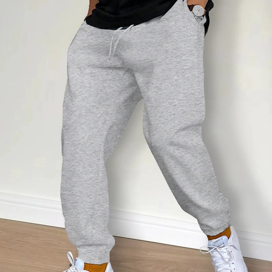 Men's Casual Pants Autumn Winter Fleece Sweatpants Men Running Jogger Sports Gym Trousers Fashion Solid Color Workout Long Pants