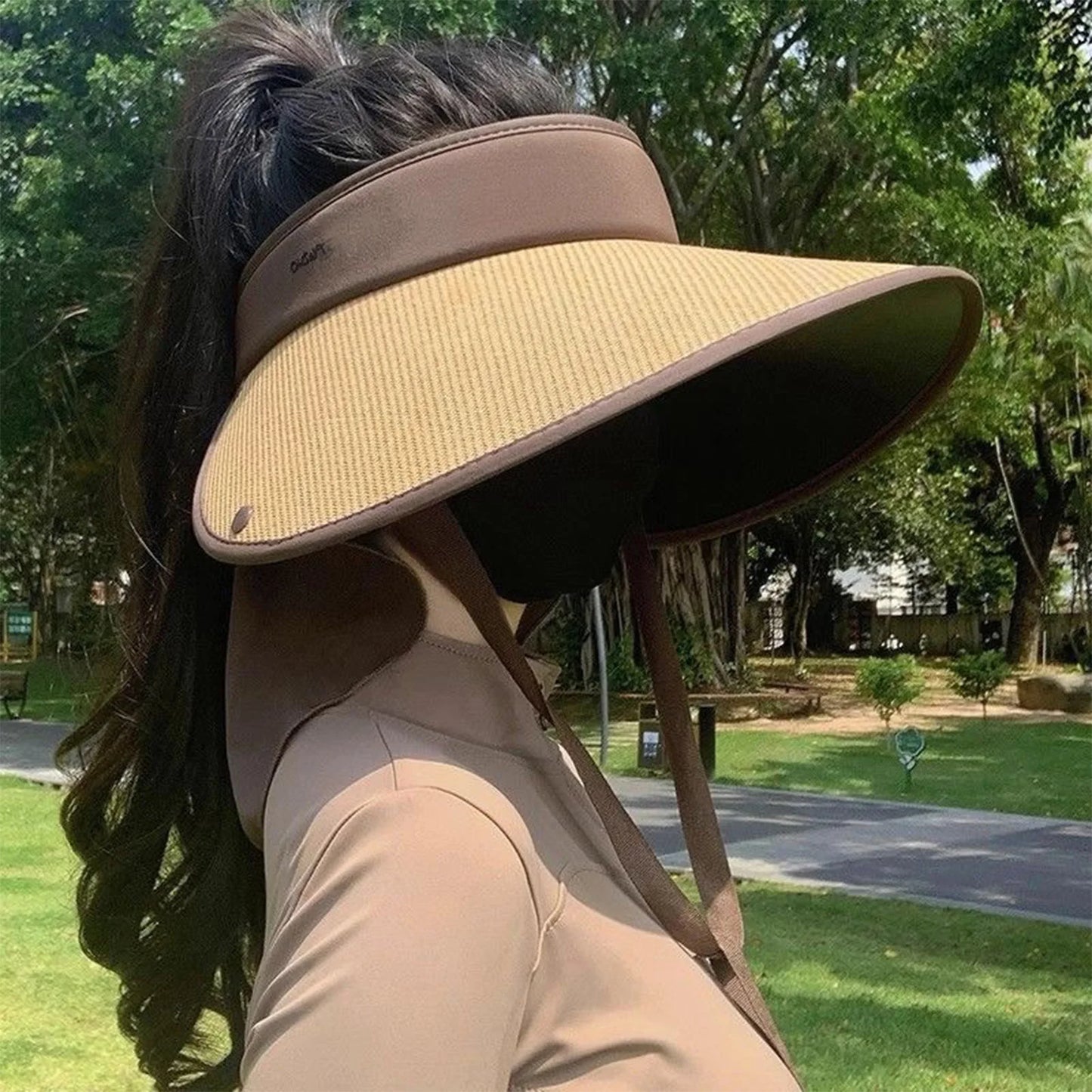 Summer Outdoor Sun Hat For Women Fashionable Casual Wide Brimmed Hat Portable Fisherman Hat With Removable Sunscreen Shawl