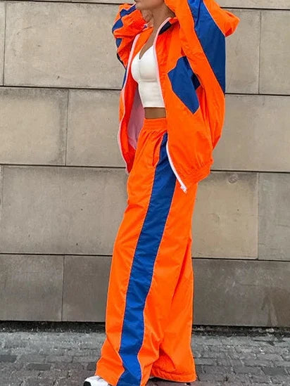 Tracksuit Women Sporty Suit 2 Piece Set Coat Pants Outfits Patchwork Elastic Waist Trousers 2025 Autumn Ensemble Sportswear