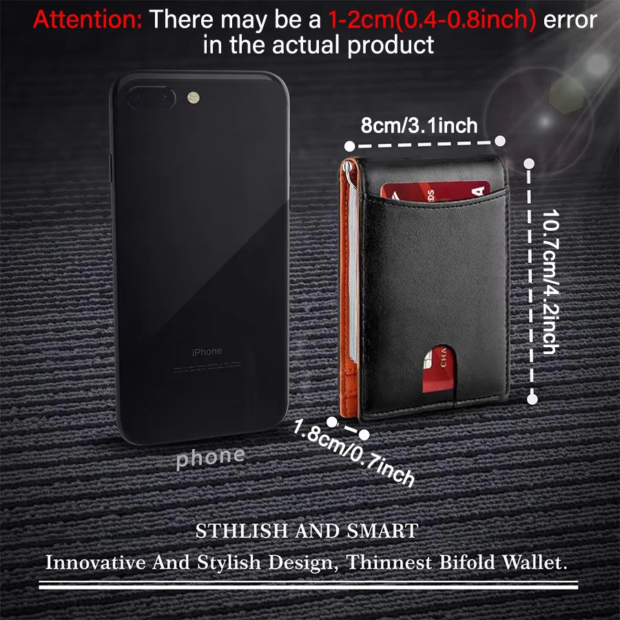 Synthetic Leather Slim Smart Wallet for Men Credit Card Holder Money Clip RFID Blocking Men Thin Bifold Wallet Walet Money Bag