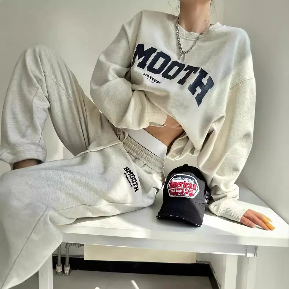 Fall Athletic Student Tracksuits Sports Two Piece Sets Women Loose Versatile Sweatshirt Sweatpants Suits Casual Women Clothing