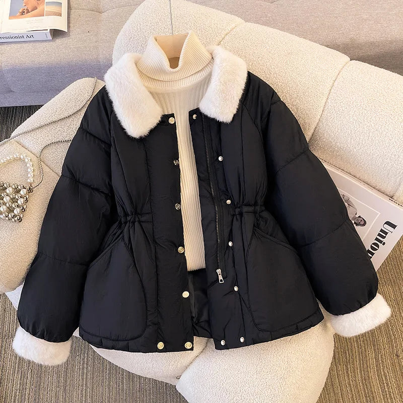 New Winter Down Cotton-padded Clothes for Women, Small Cotton-padded Clothes, Waist Cotton-padded Jackets, Thickened Coats