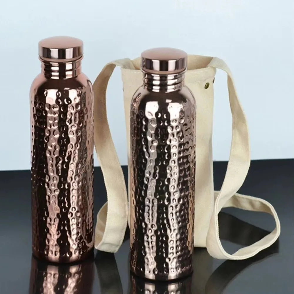 800ML Copper Water Bottle One-Click Open Lid Thermal Insulation Leakproof Sports Bottle Anti-Slip Silicone Base