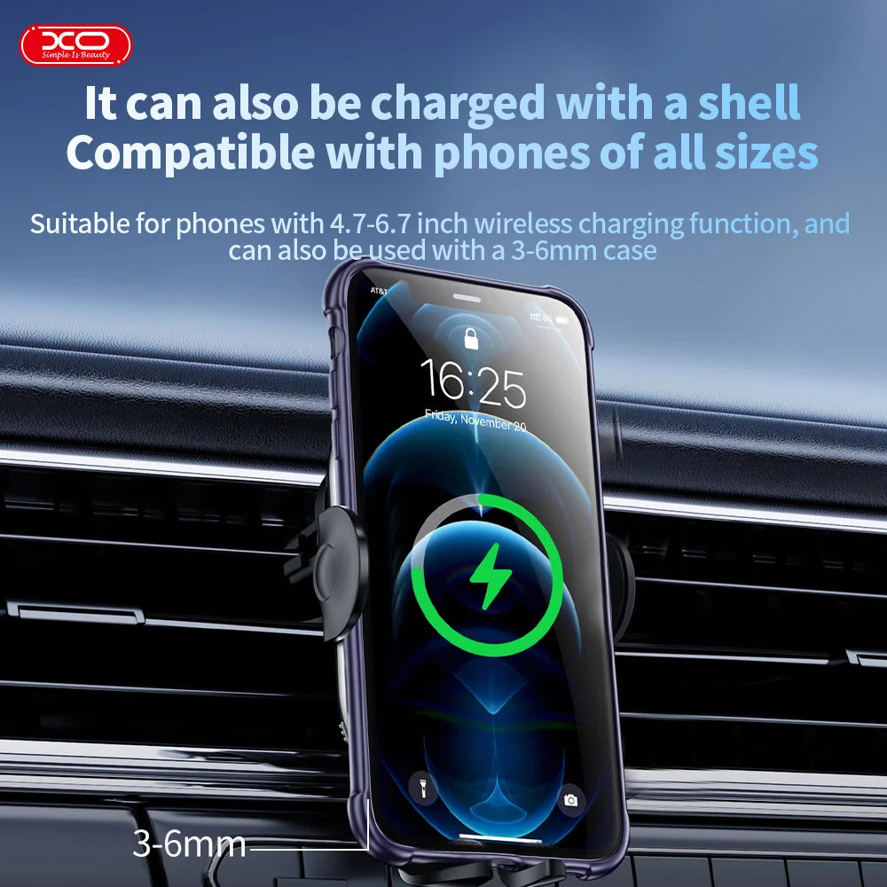 Car Mounted Wireless Charger  transparen Car wireless charging 15W holder equipped with suction cup bracket and air outlet brac