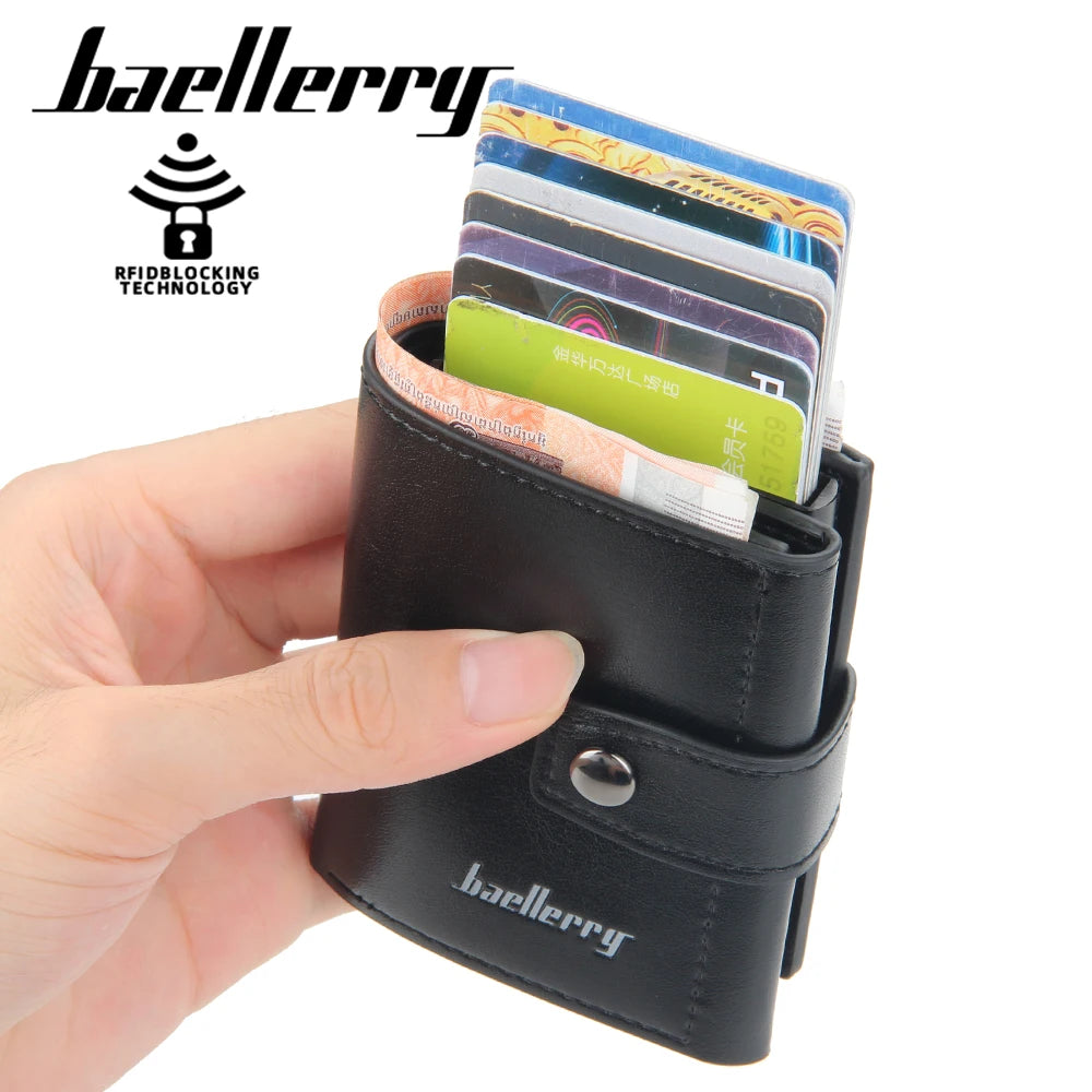 New RFID Men Card Wallets Hasp Small Card Wallets Slim Mini Men's Wallet High Qaulity Card Clip Photo Holder Short Male Purses