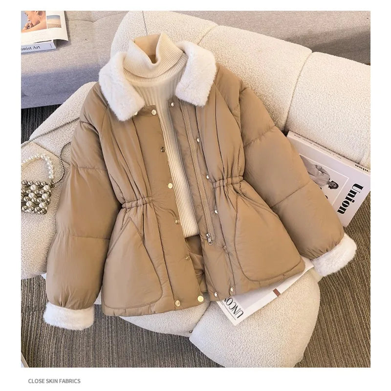 New Winter Down Cotton-padded Clothes for Women, Small Cotton-padded Clothes, Waist Cotton-padded Jackets, Thickened Coats