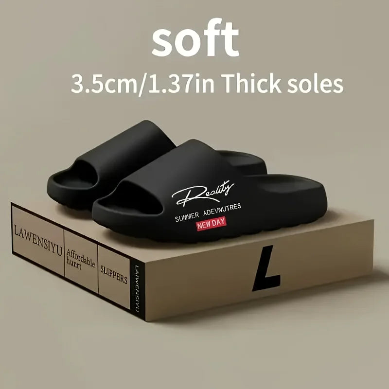 Summer EVA innovative printed slippers, men's non-slip thick-soled casual slippers, suitable for indoor and outdoor use, beach