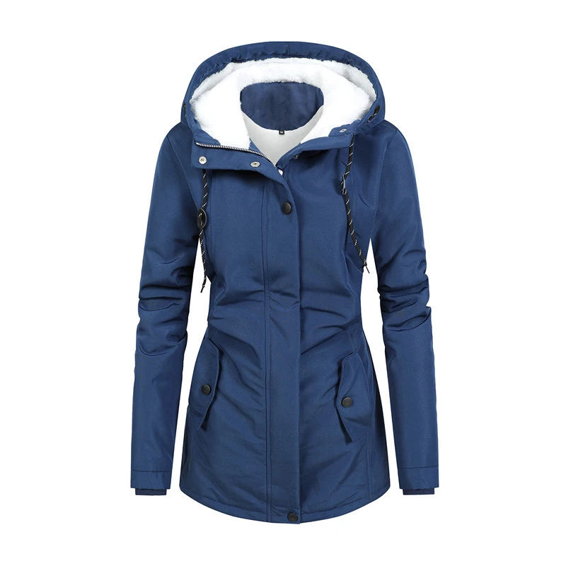 Winter Women Warm Parkas Hooded Retro Thick Plush Coats Female Fleece Lined Mid-Long Cotton Jacket Warm Coats Clothing