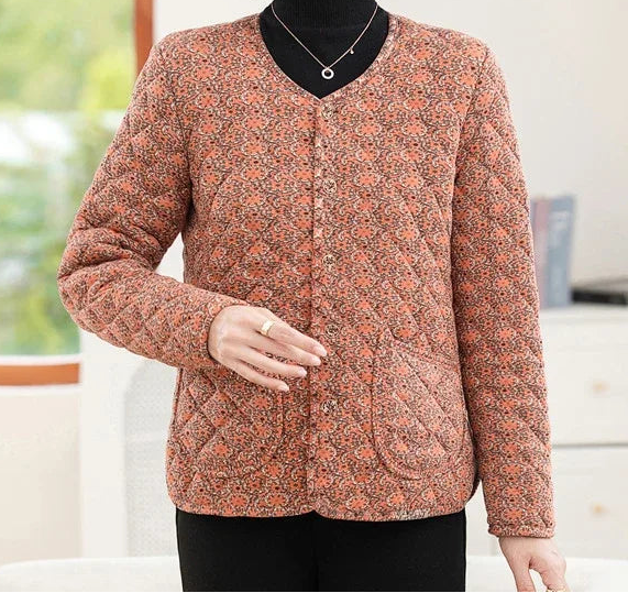 Women's Floral Thickened Autumn and Winter Cotton Coat Warm Cotton Jacket Coat Cold-proof Inner Liner Top