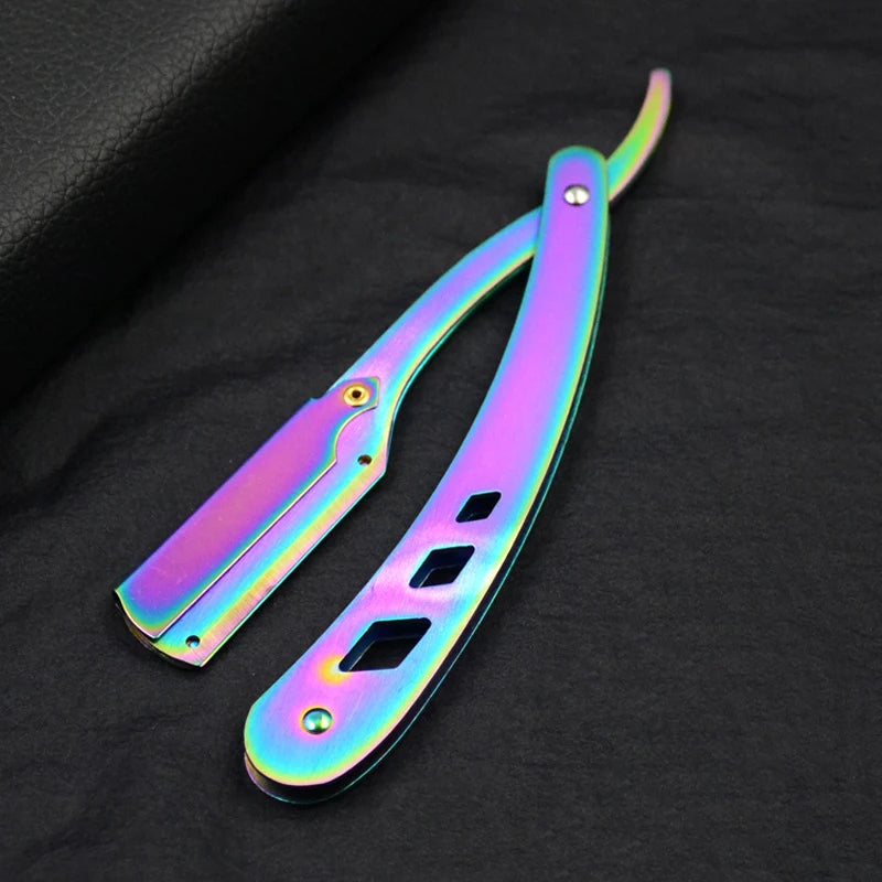 Men Shaving Barber Tools Hair Razor and Blades Antique Black Folding Shaving Knife Unisex Hair Removal (Without Blade)