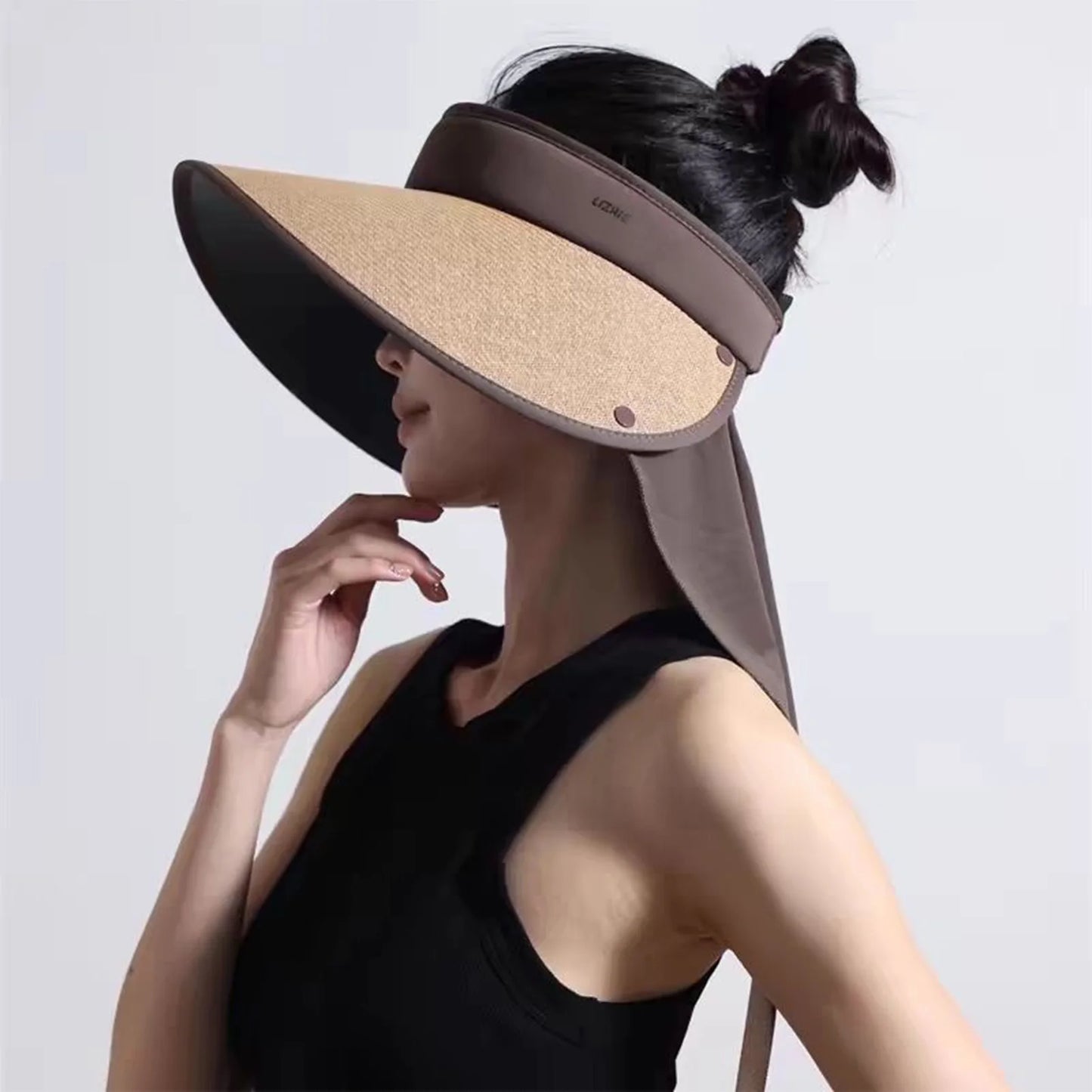 Summer Outdoor Sun Hat For Women Fashionable Casual Wide Brimmed Hat Portable Fisherman Hat With Removable Sunscreen Shawl