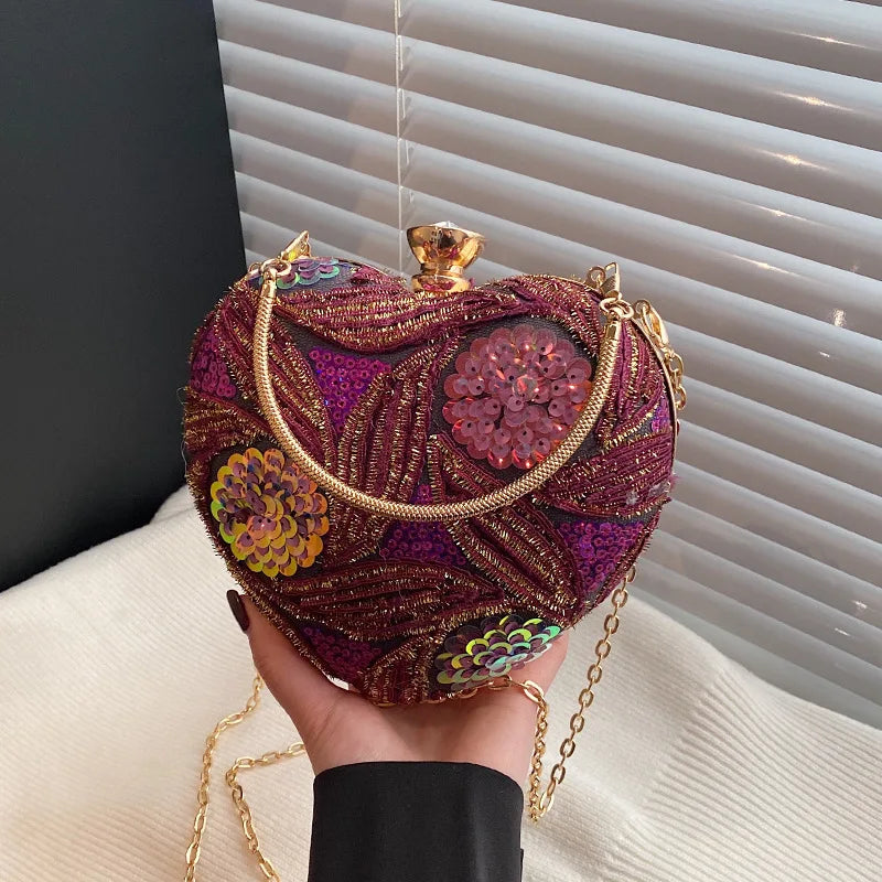 Women's Handbag2026New European and American fashion sequin shoulder baginsInternet Celebrity Retro Handheld Evening Bag