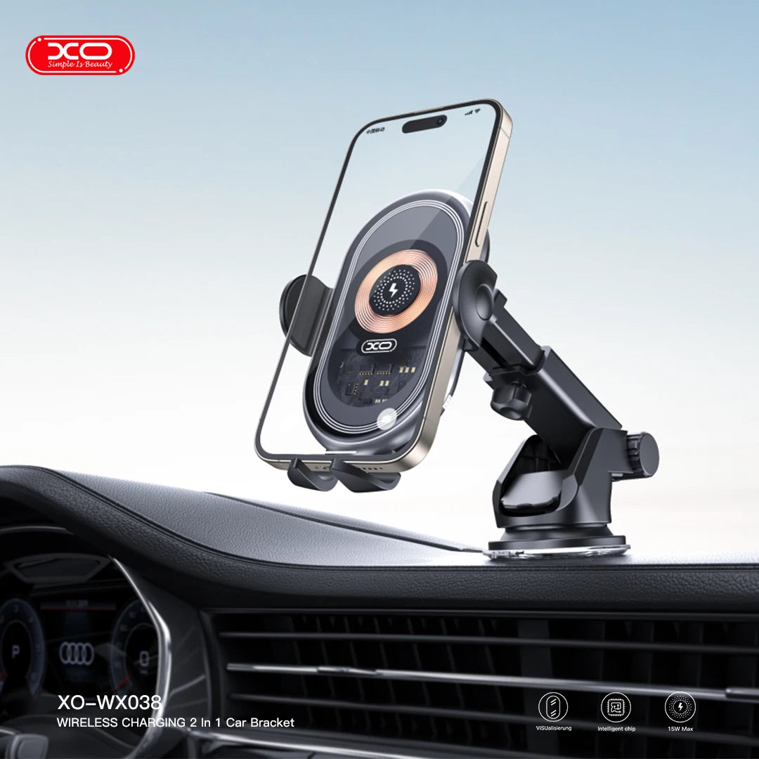 Car Mounted Wireless Charger  transparen Car wireless charging 15W holder equipped with suction cup bracket and air outlet brac